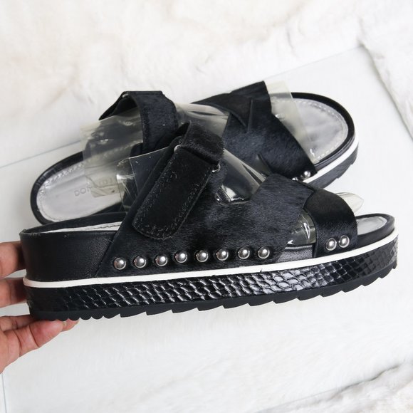 Donald J. Pliner Calf Hair Lug Platform Sandals | Size 8 - Picture 3 of 11